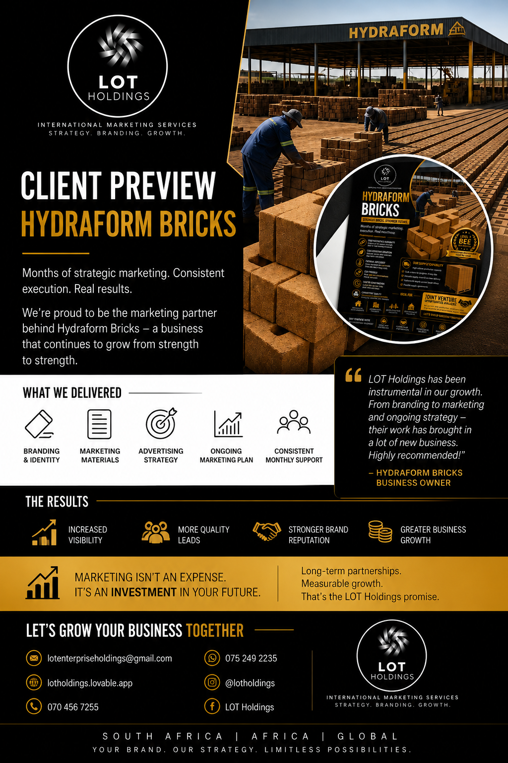Advertising Design for Hydraform Bricks by LOT Holdings