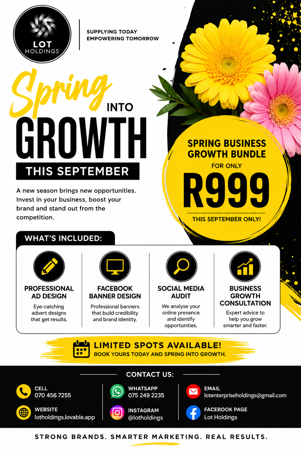 Spring Into Growth R999 special offer flyer from LOT Holdings for September 2026